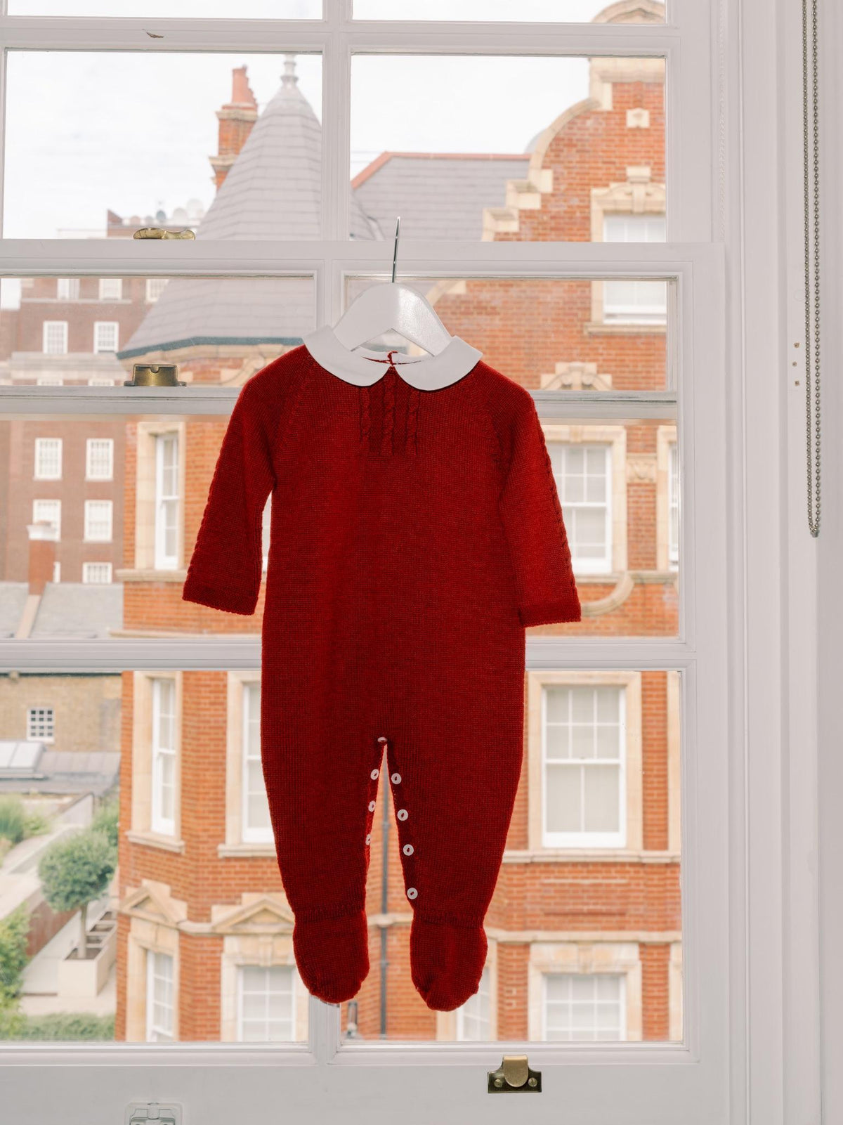 Burgundy Leon Merino Baby Knitted Playsuit