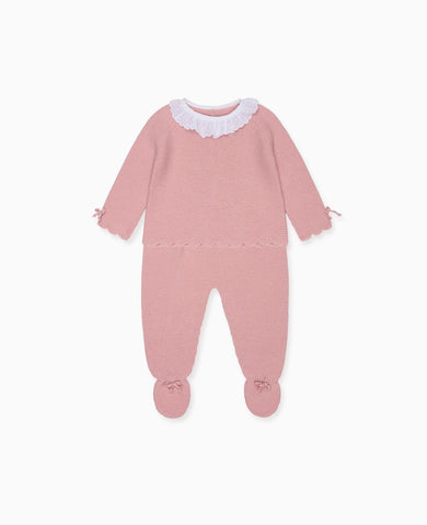 Dusty Pink Leonor Merino Baby Girl Knitted Set