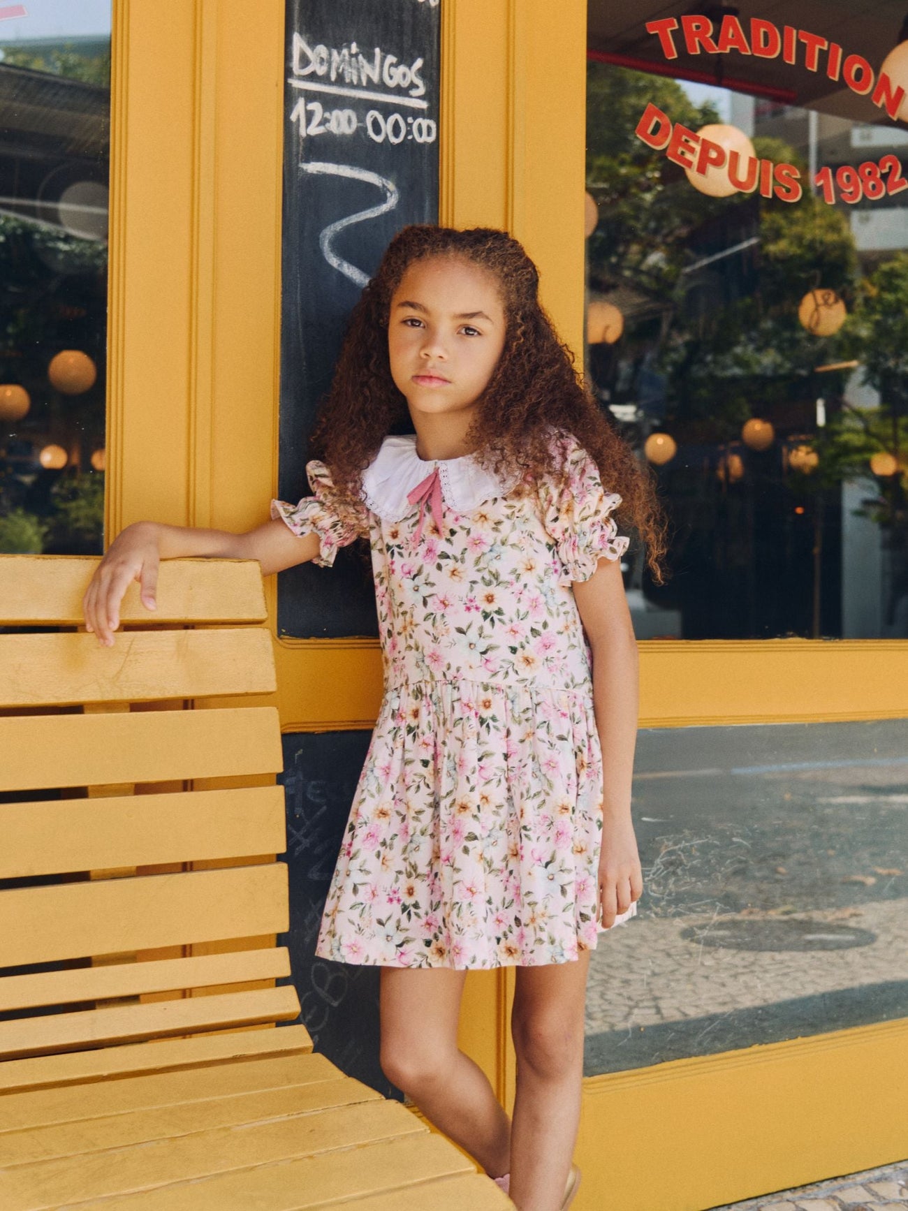 Light Pink Floral Izara Girl Drop Waist Dress