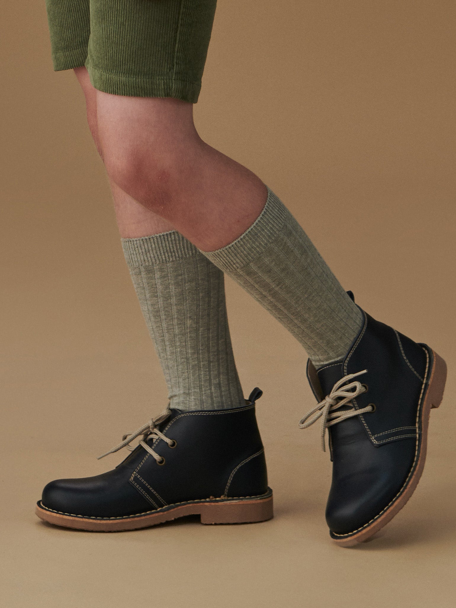 Light Grey Melange Ribbed Knee High Kids Socks