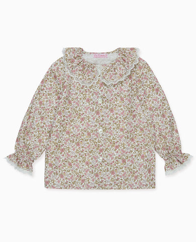 Pink Floral Lila Long Sleeve Baby Girl Shirt