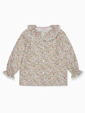 Pink Floral Lila Long Sleeve Baby Girl Shirt