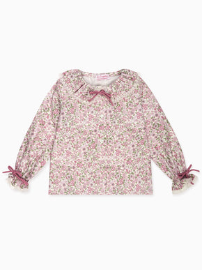 Pink Floral Lila Long Sleeve Baby Girl Shirt