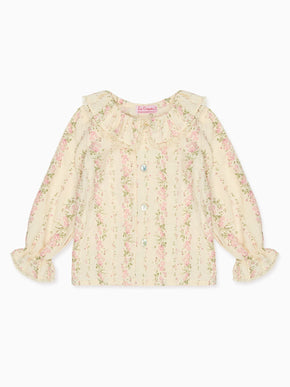 Pink Floral Lila Long Sleeve Baby Girl Shirt