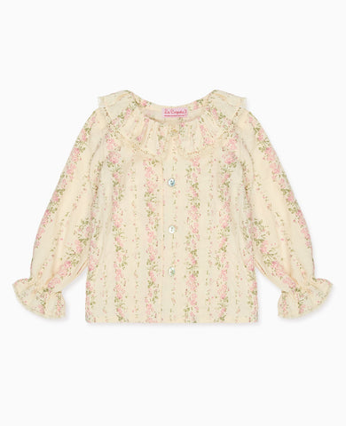 Pink Floral Lila Long Sleeve Baby Girl Shirt