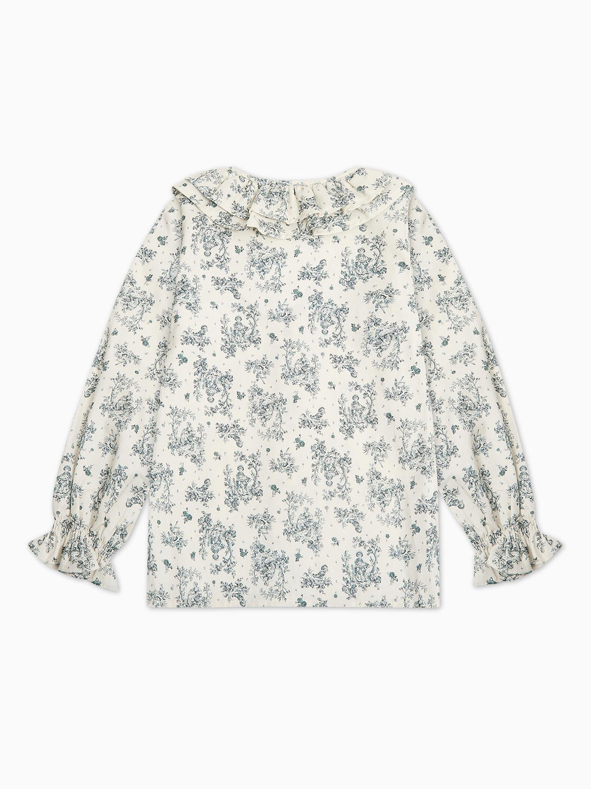 Green Toile Du Jouy Lila Long Sleeve Girl Shirt