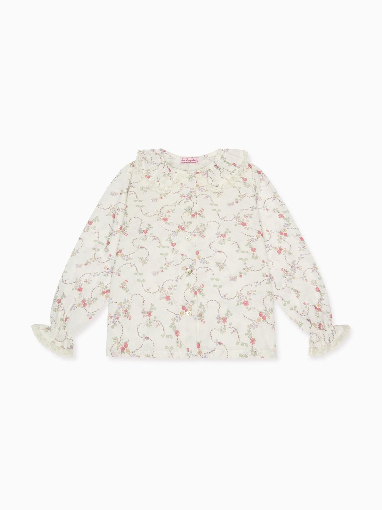Pink Floral Lila Long Sleeve Baby Girl Shirt