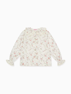 Pink Floral Lila Long Sleeve Baby Girl Shirt