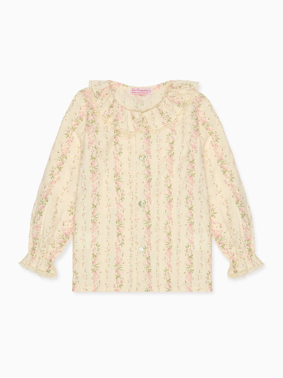 Pink Floral Lila Long Sleeve Girl Shirt
