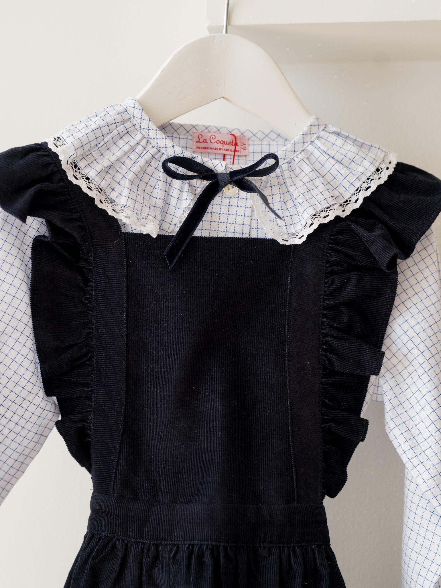 Navy Cora Corduroy Girl Pinafore Skirt