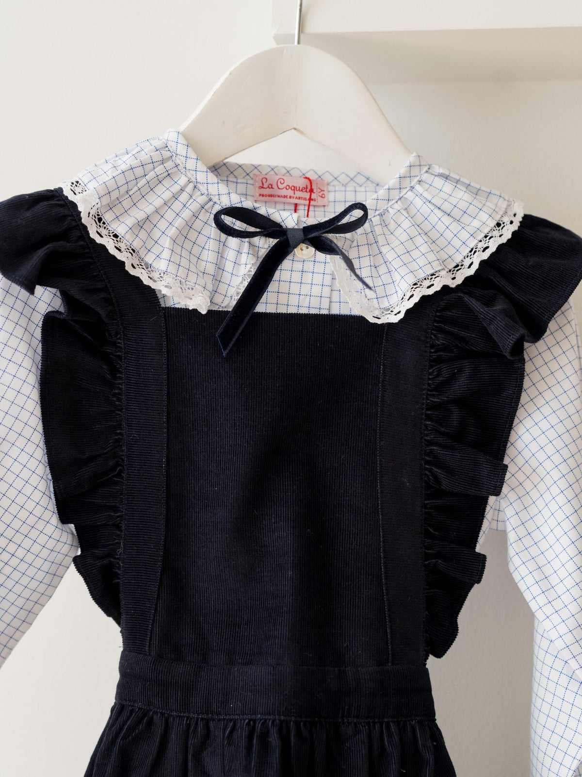 Blue Check Lila Long Sleeve Girl Shirt