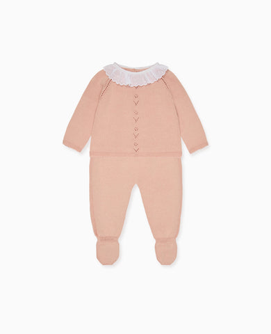 Dusty Pink Liliela Cotton Baby Girl Knitted Set