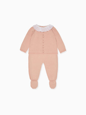 Dusty Pink Liliela Cotton Baby Girl Knitted Set