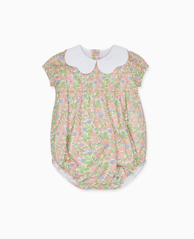 Coral Floral Lina Baby Girl Romper