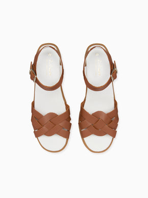 Tan Livia Leather Girl Sandals