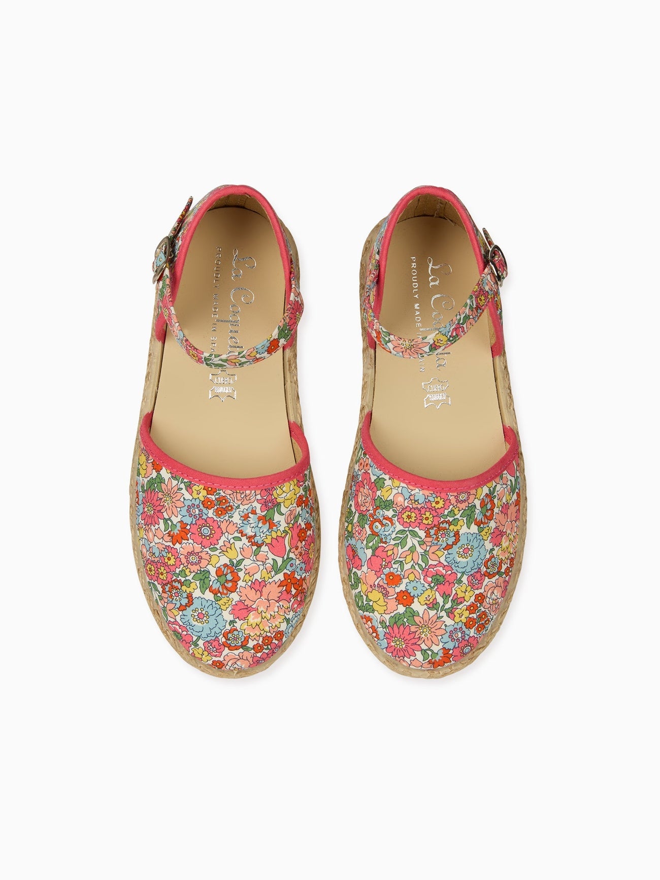 Coral Floral Olivia Canvas Girl Espadrilles