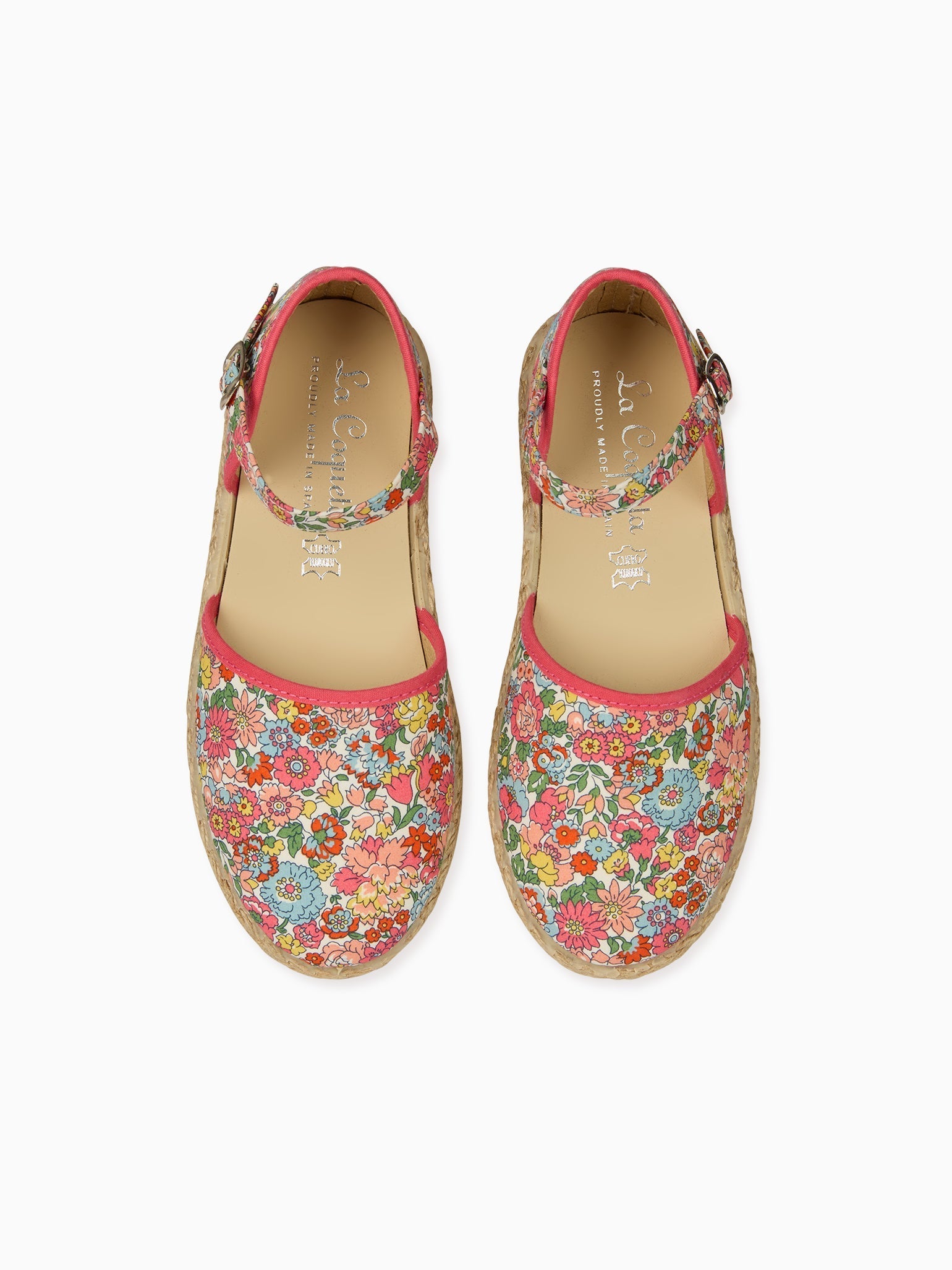 Coral Floral Olivia Canvas Girl Espadrilles