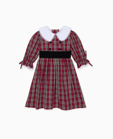 Burgundy Tartan Lizette Girl Dress