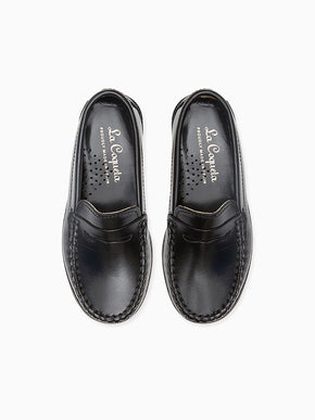 Black Leather Castellanos Loafer Shoes