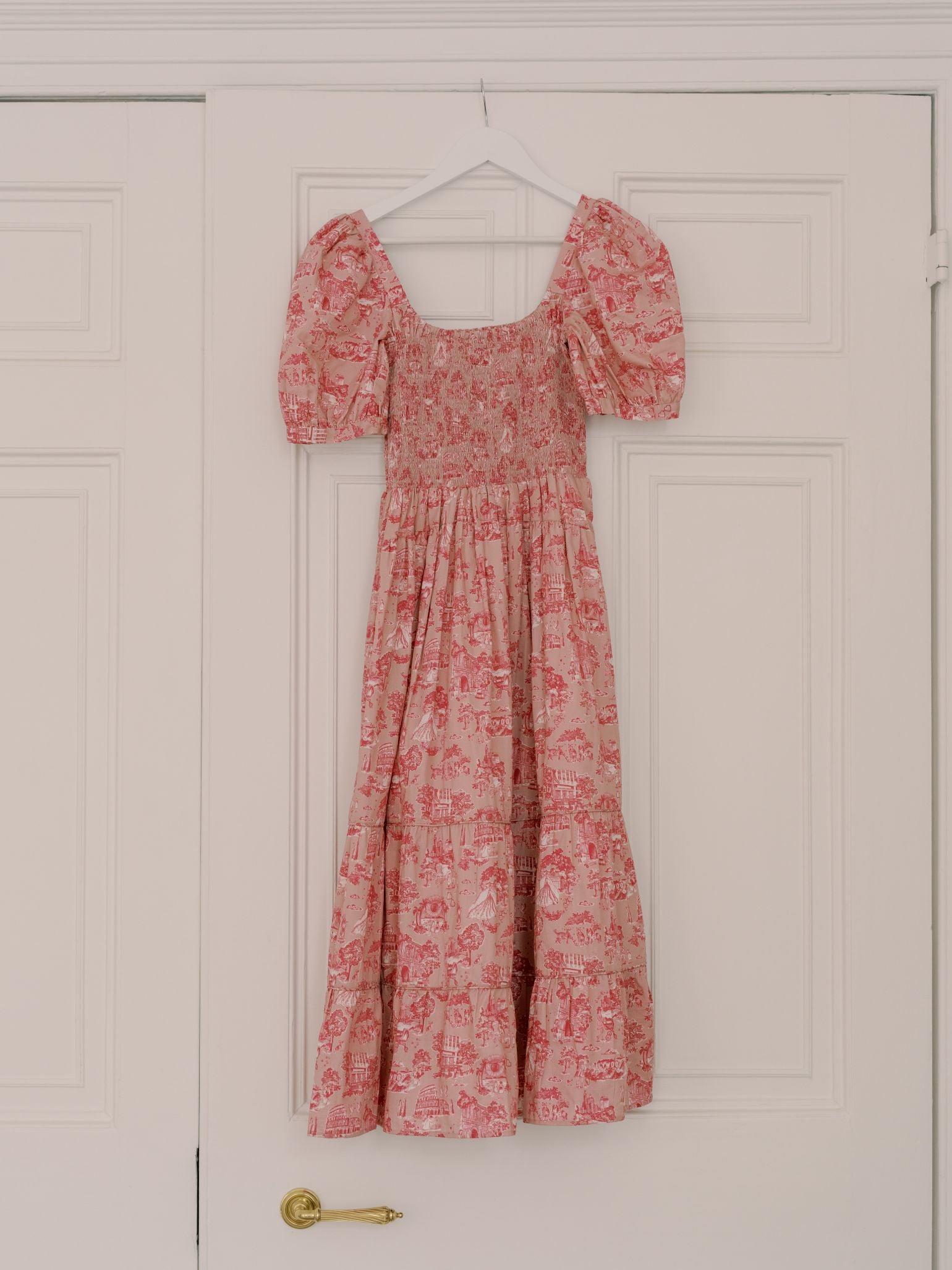 Nicky Hilton x La Coqueta Pink Toile de Jouy London Women Long Dress