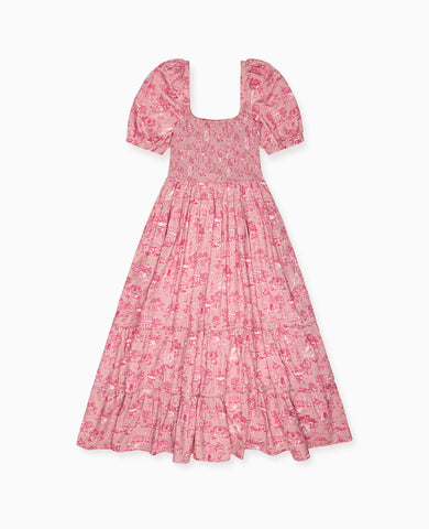 Nicky Hilton x La Coqueta Pink Toile de Jouy London Women Long Dress