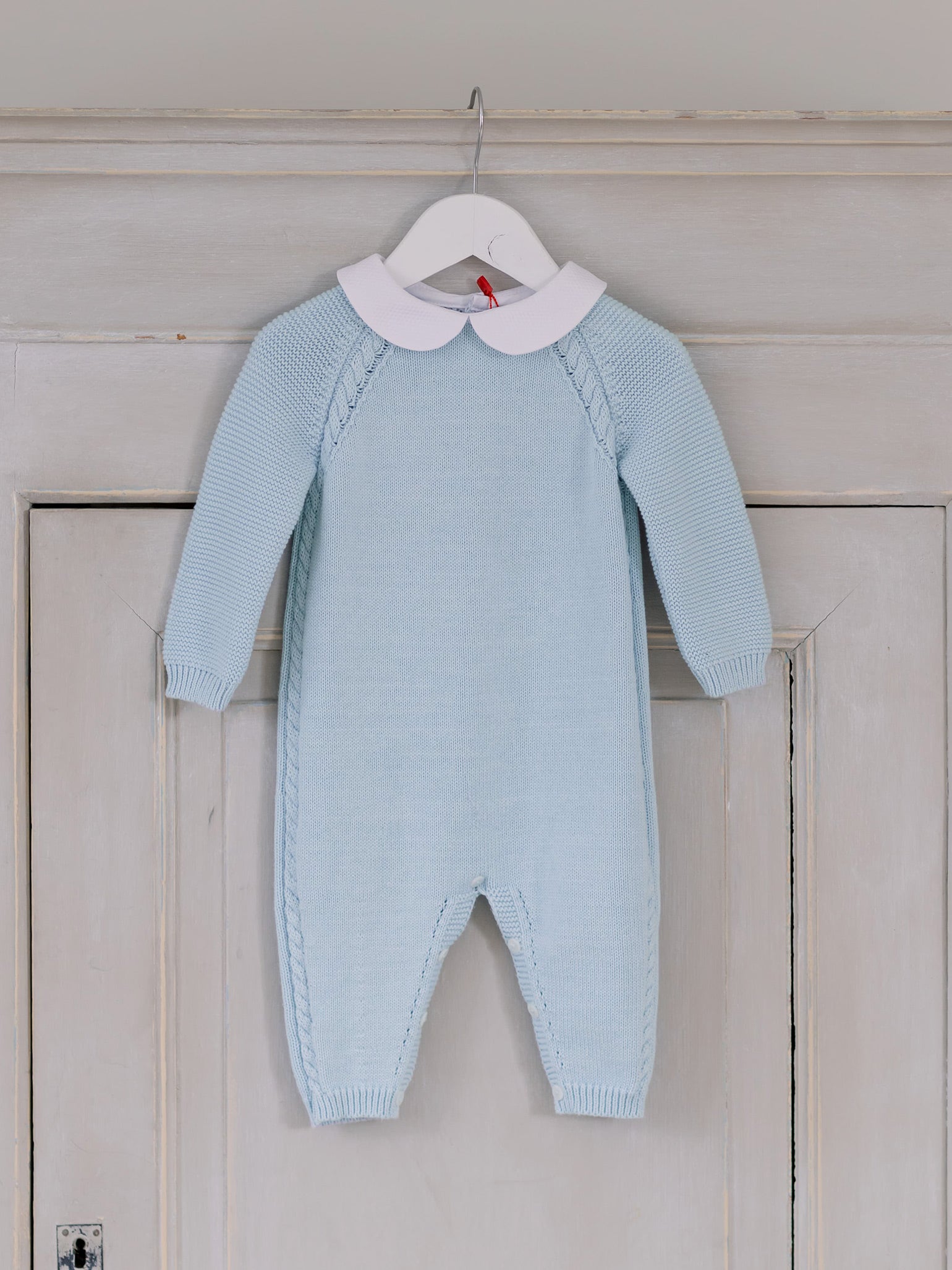 Blue Lorenzo Cotton Baby Knitted Playsuit