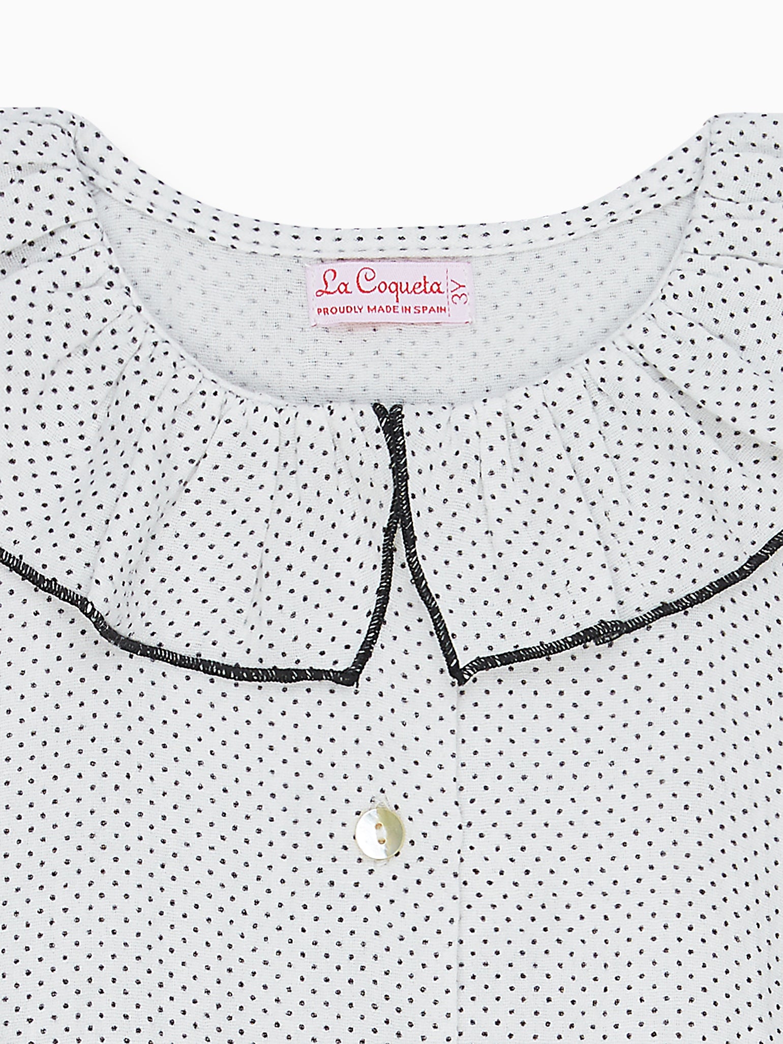 Ivory Polka Dot Lorna Long Sleeve Baby Girl Shirt