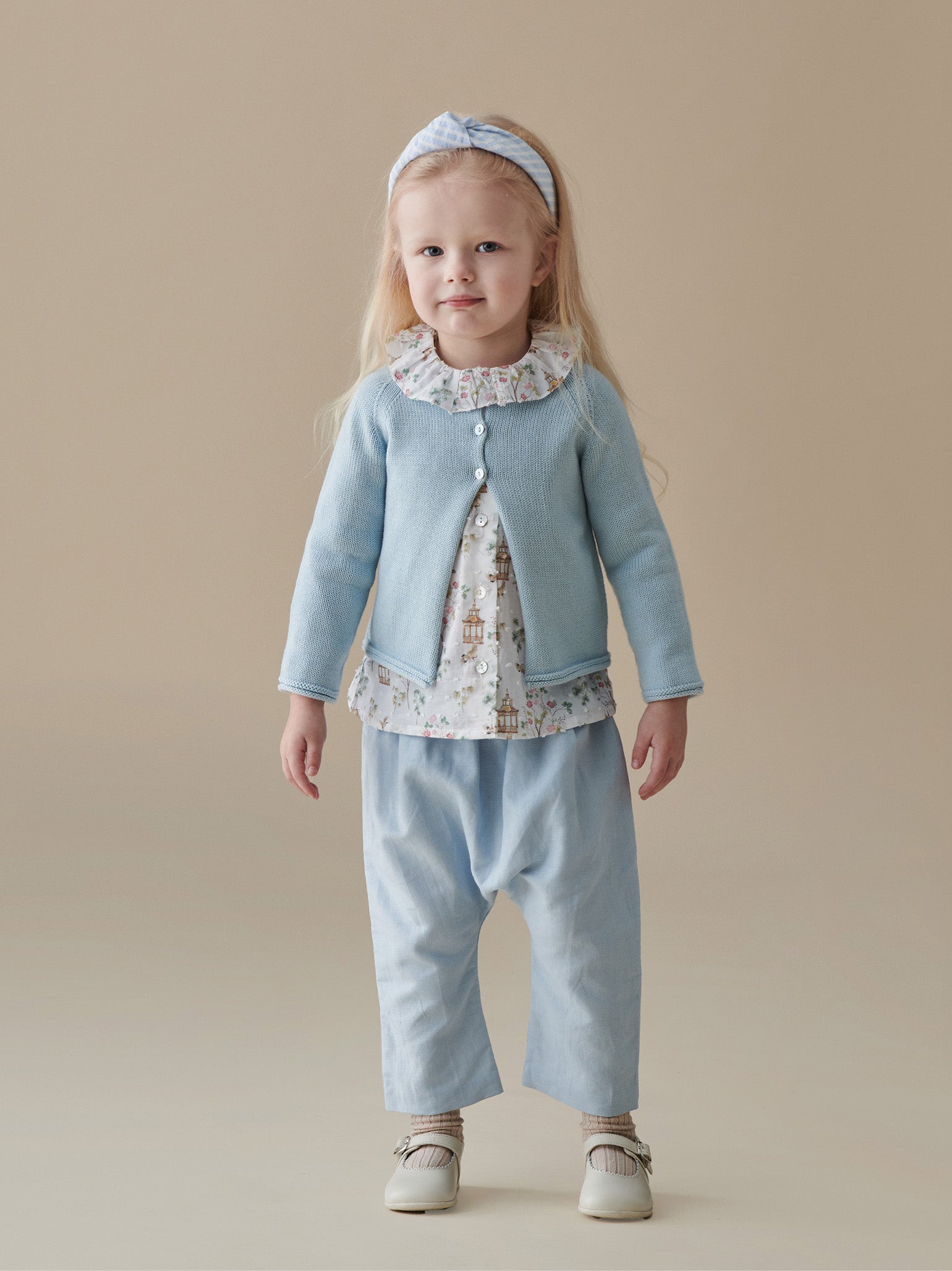 Dusty Blue Denia Cotton Baby Cardigan