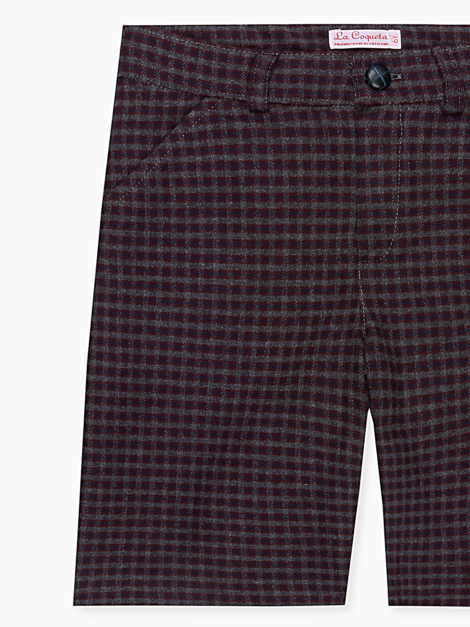Burgundy Check Lucas Boy Shorts