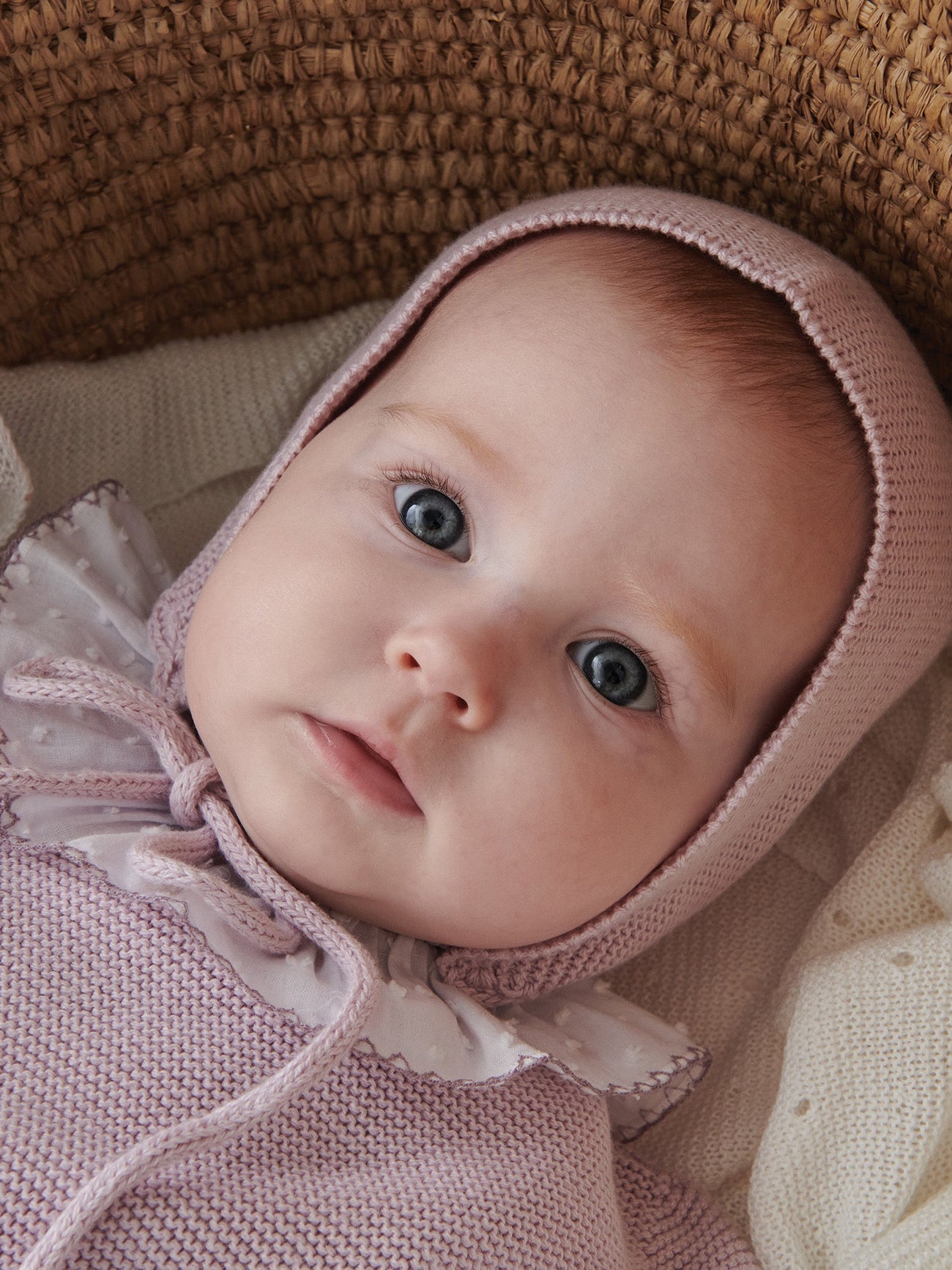 Lilac Rixo Cotton Baby Knitted Bonnet