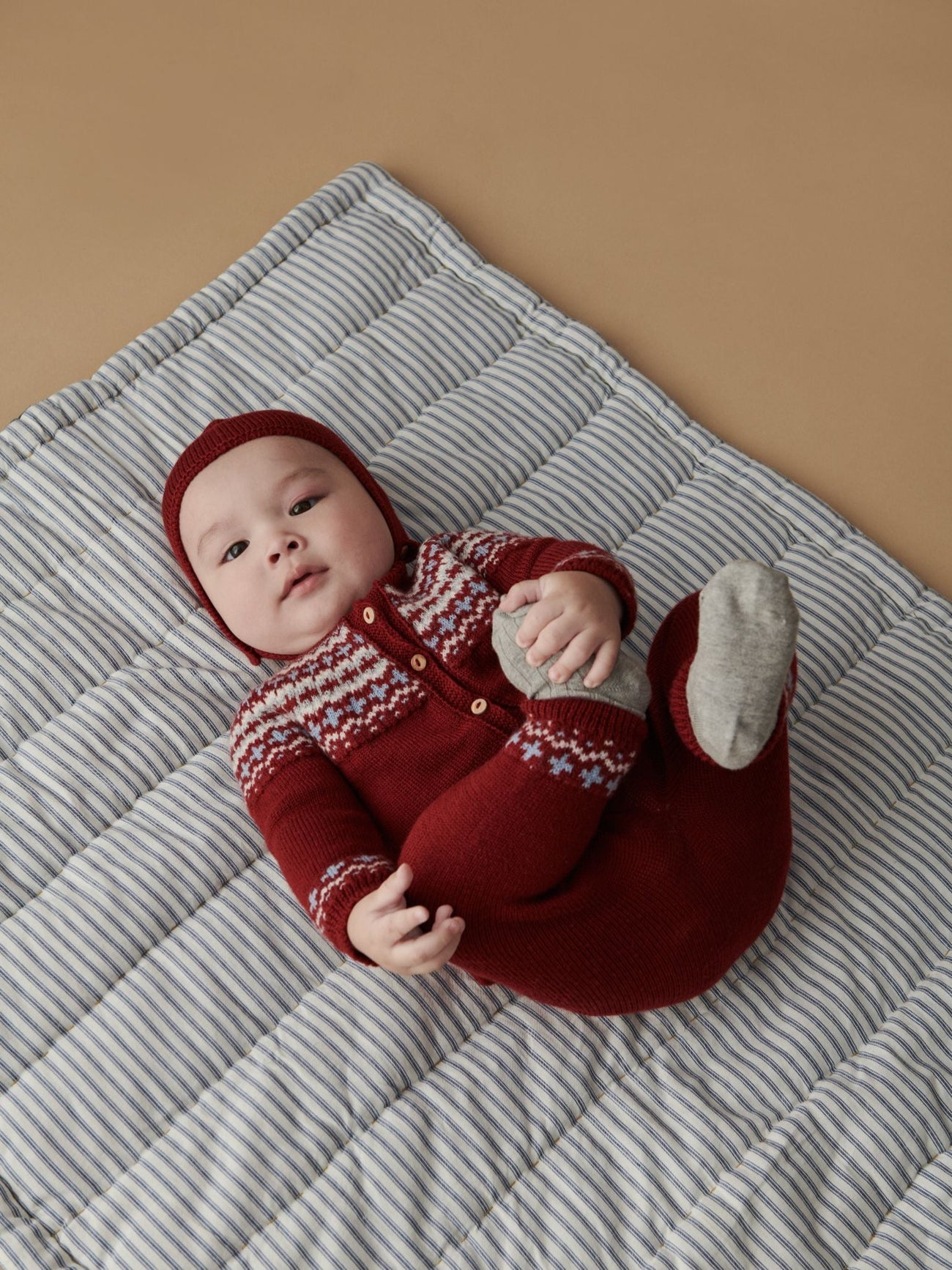 Burgundy Lyle Merino Fair Isle Baby Knitted Gift Box Set