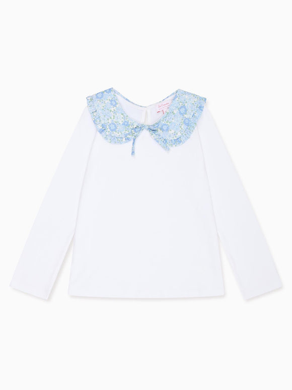 Blue Floral Macerena Long Sleeve Girl Top