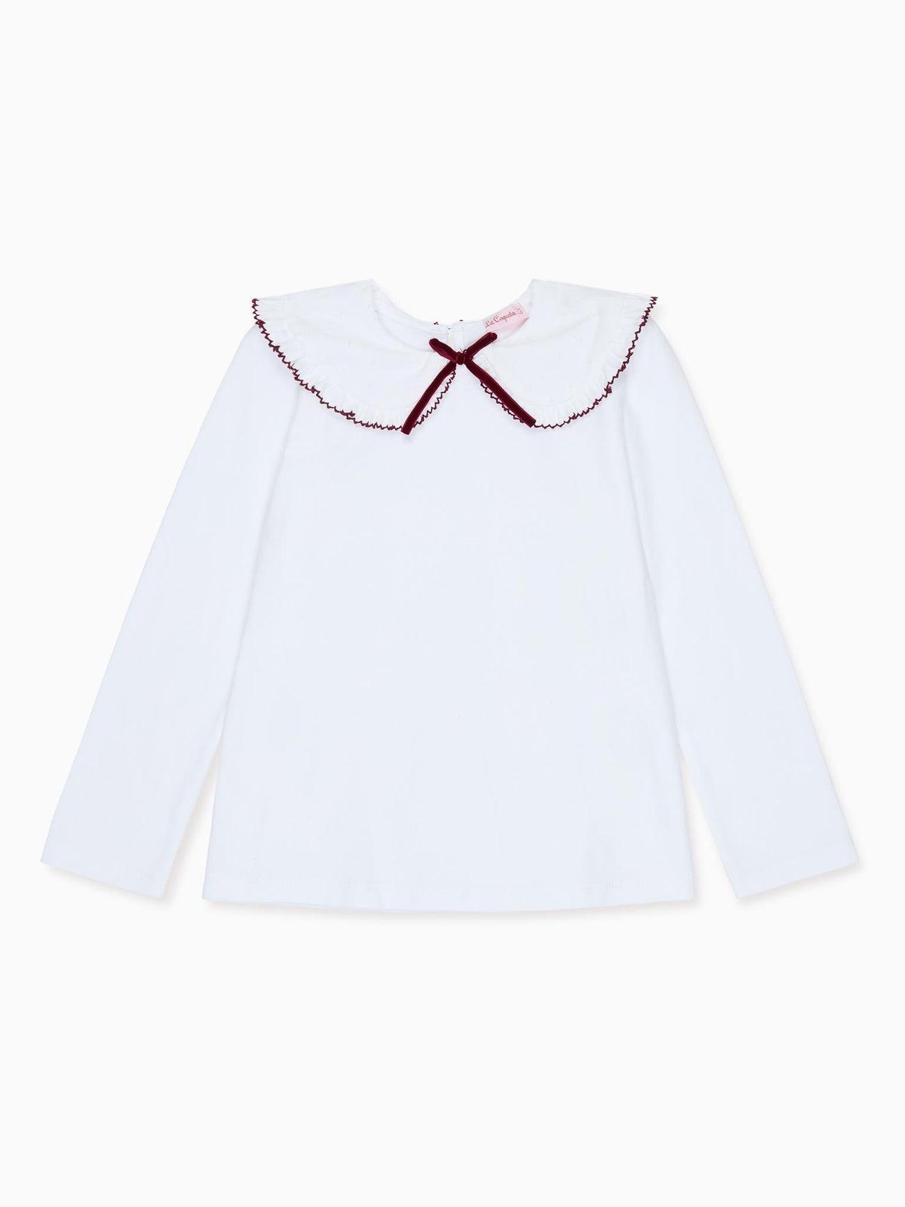 White & Burgundy Macerena Long Sleeve Girl Top