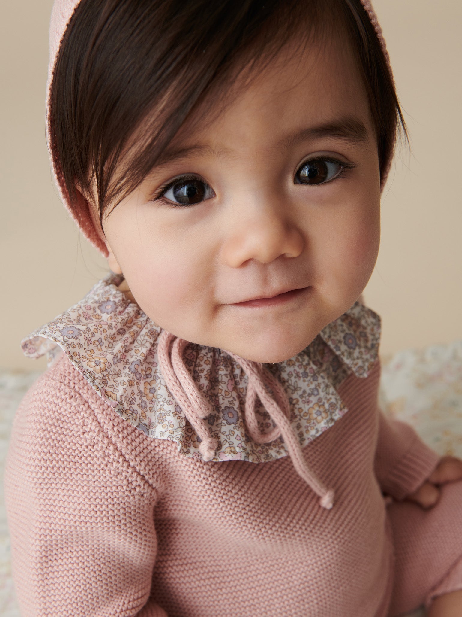 Dusty Pink Maite Cotton Baby Girl Knitted Playsuit