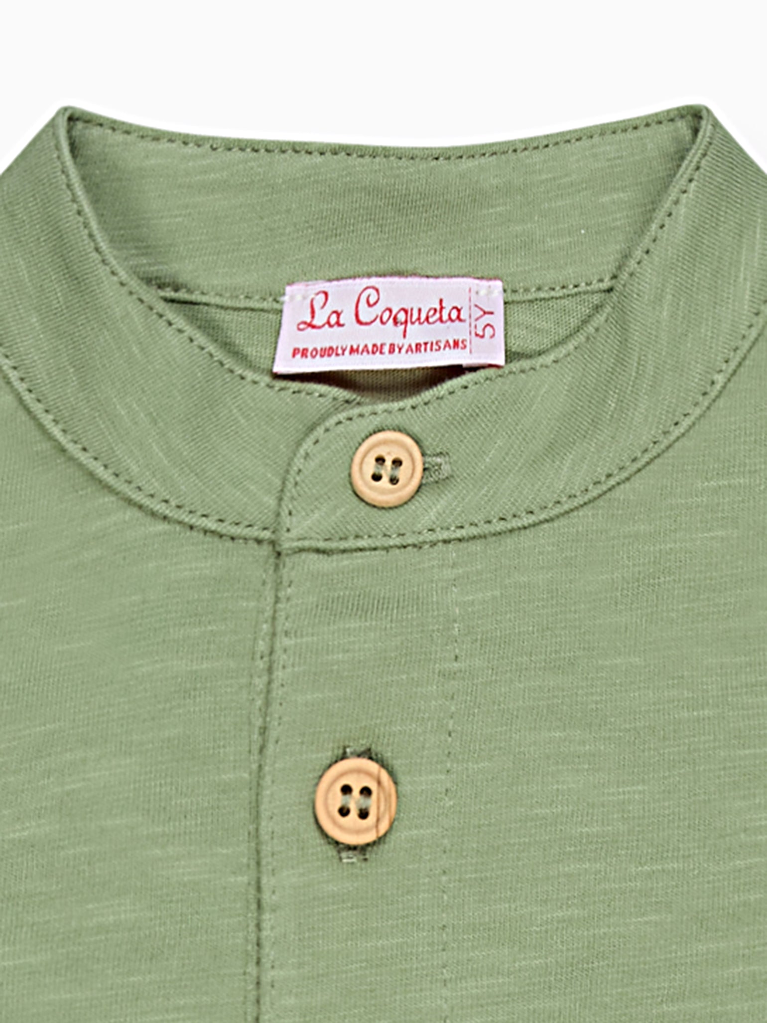 Olive Marco Boy Long Sleeve Polo Shirt