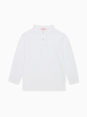White Marco Boy Long Sleeve Polo Shirt