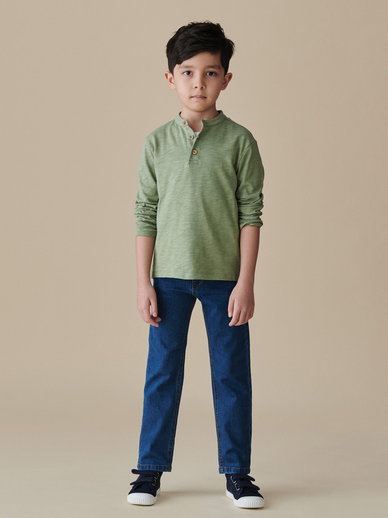 Olive Marco Boy Long Sleeve Polo Shirt