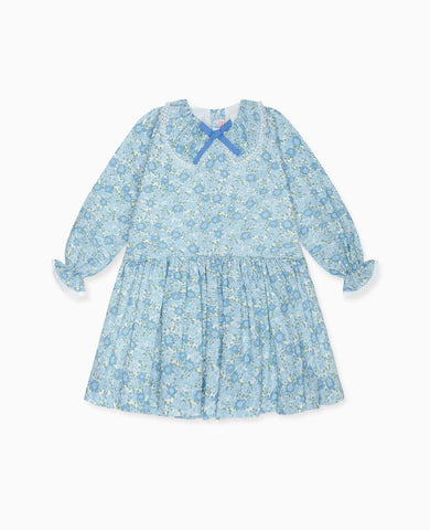Blue Floral Maribela Girl Drop Waist Dress