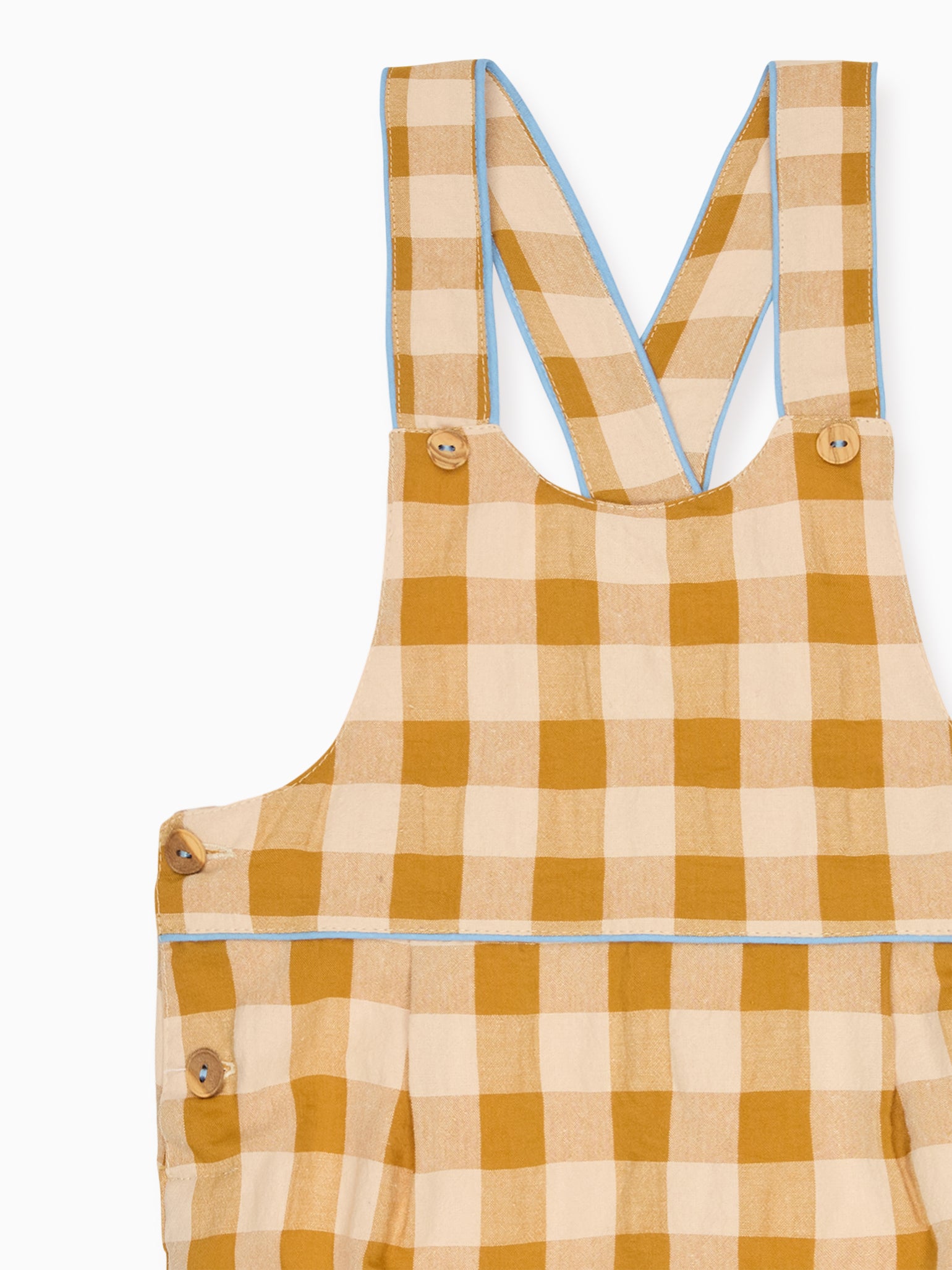Caramel Gingham Marina Baby Romper Dungarees