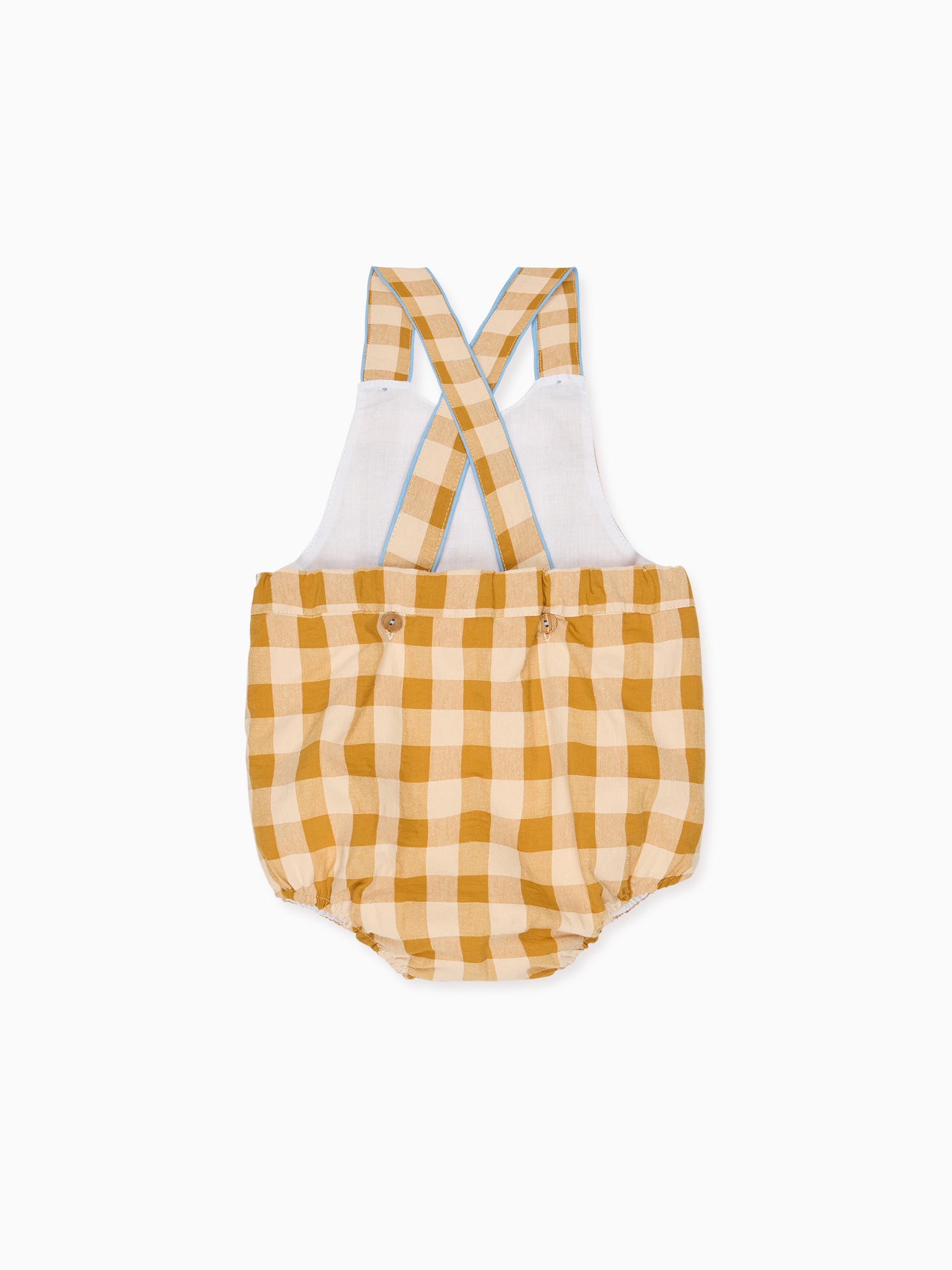 Caramel Gingham Marina Baby Romper Dungarees