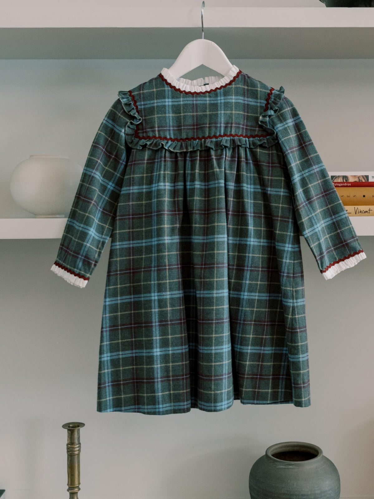 Green Check Marissa Girl Empire Dress