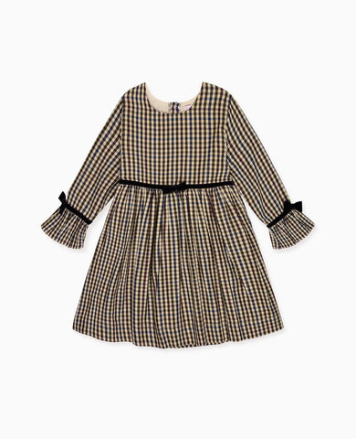 Burgundy Check Marta Girl Dress