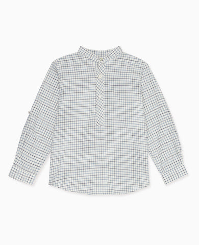 Navy Check Mateo Long Sleeve Boy Shirt