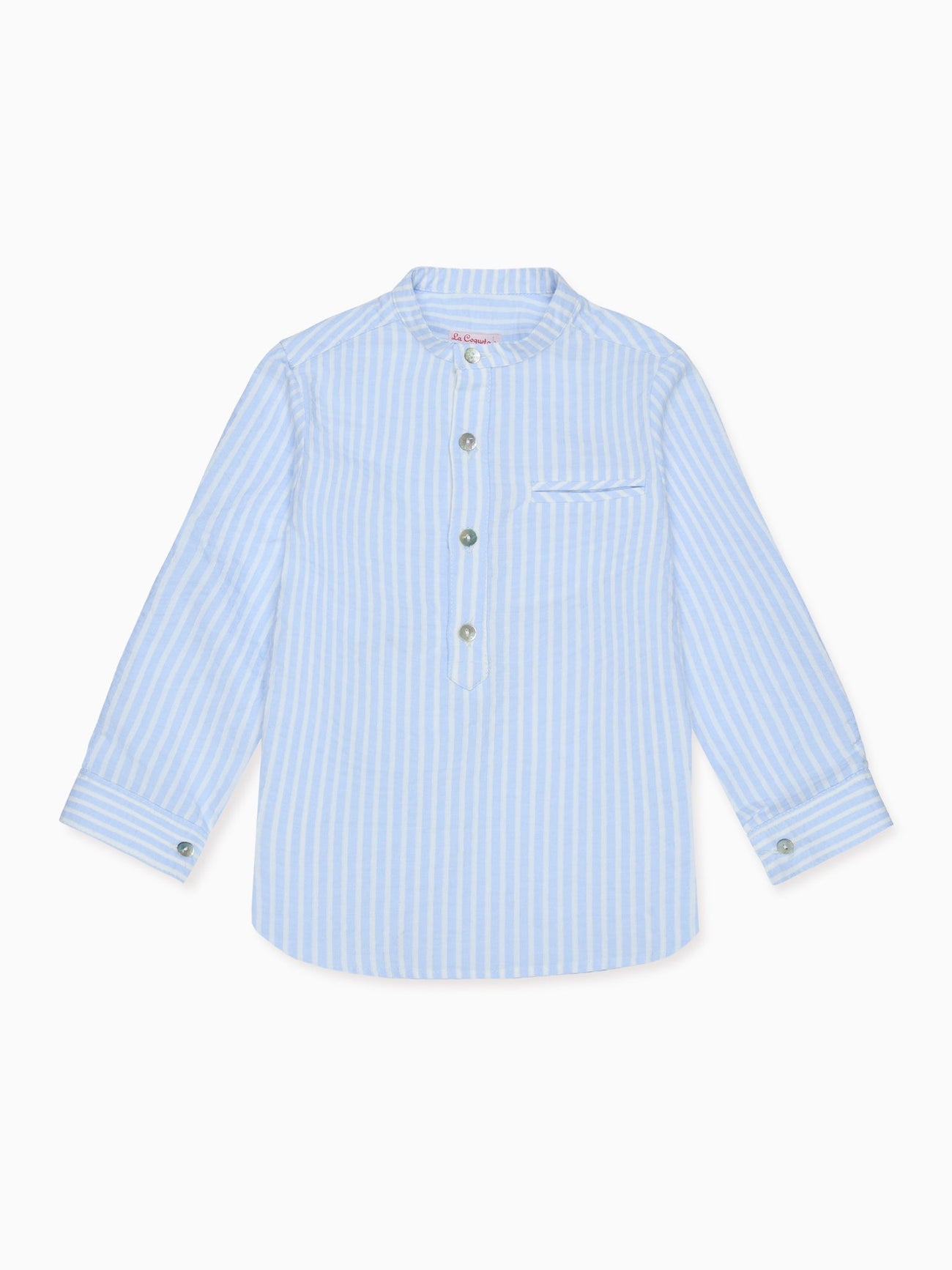 Blue Stripe Mateo Cotton Long Sleeve Boy Shirt