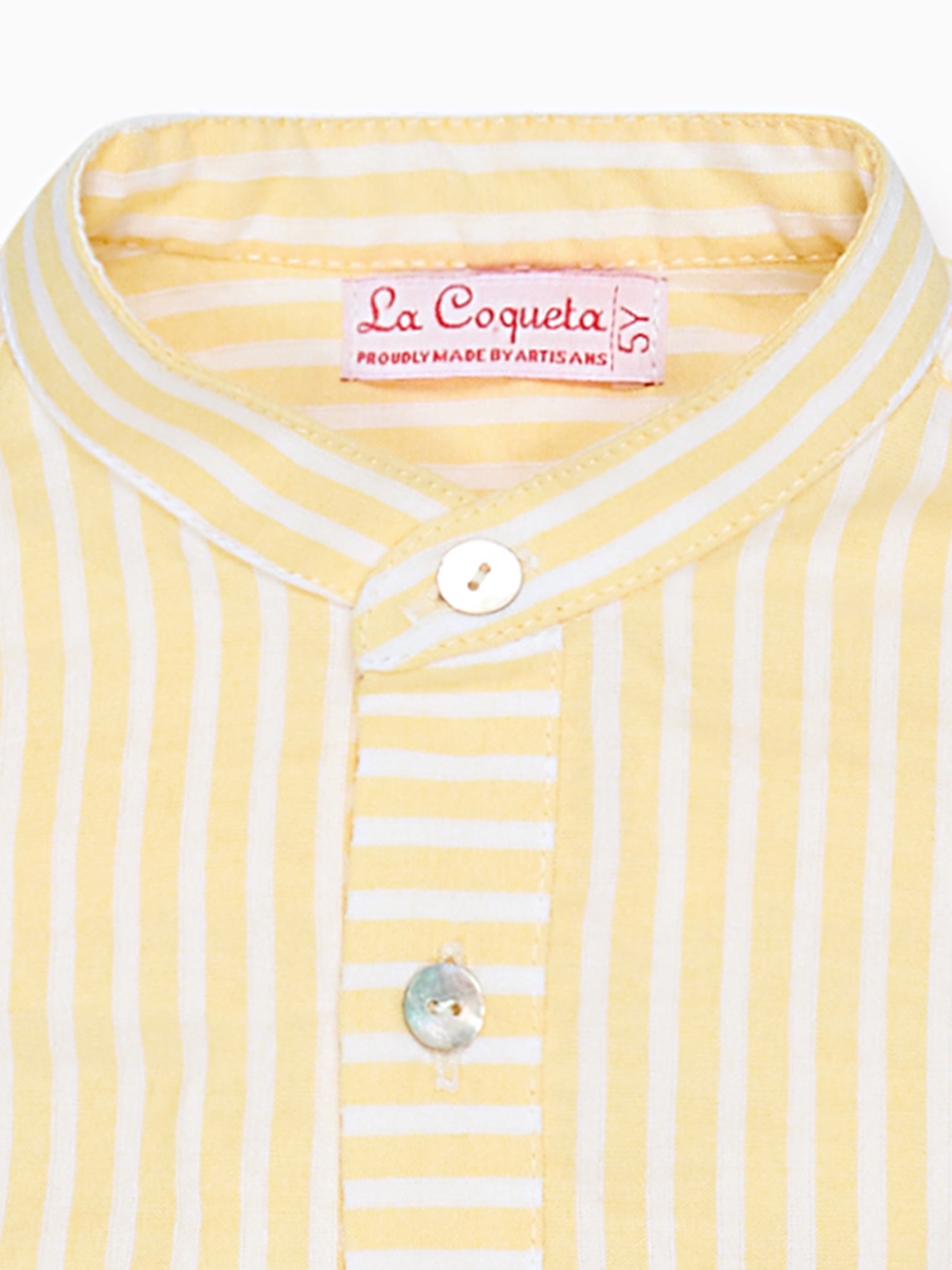 Lemon Stripe Mateo Cotton Long Sleeve Boy Shirt