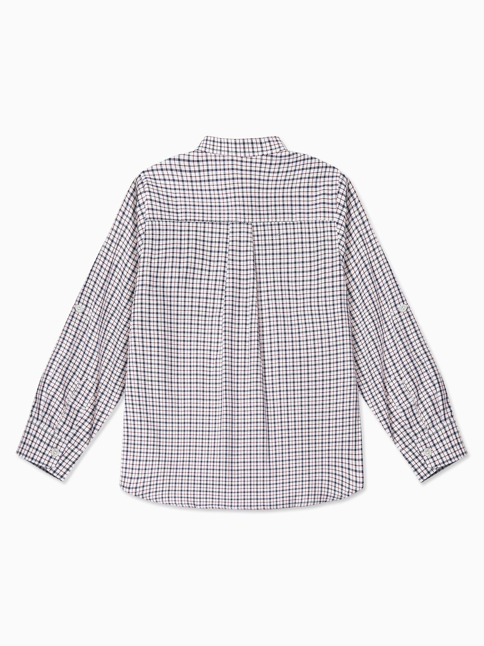 Burgundy Check Mateo Long Sleeve Boy Shirt