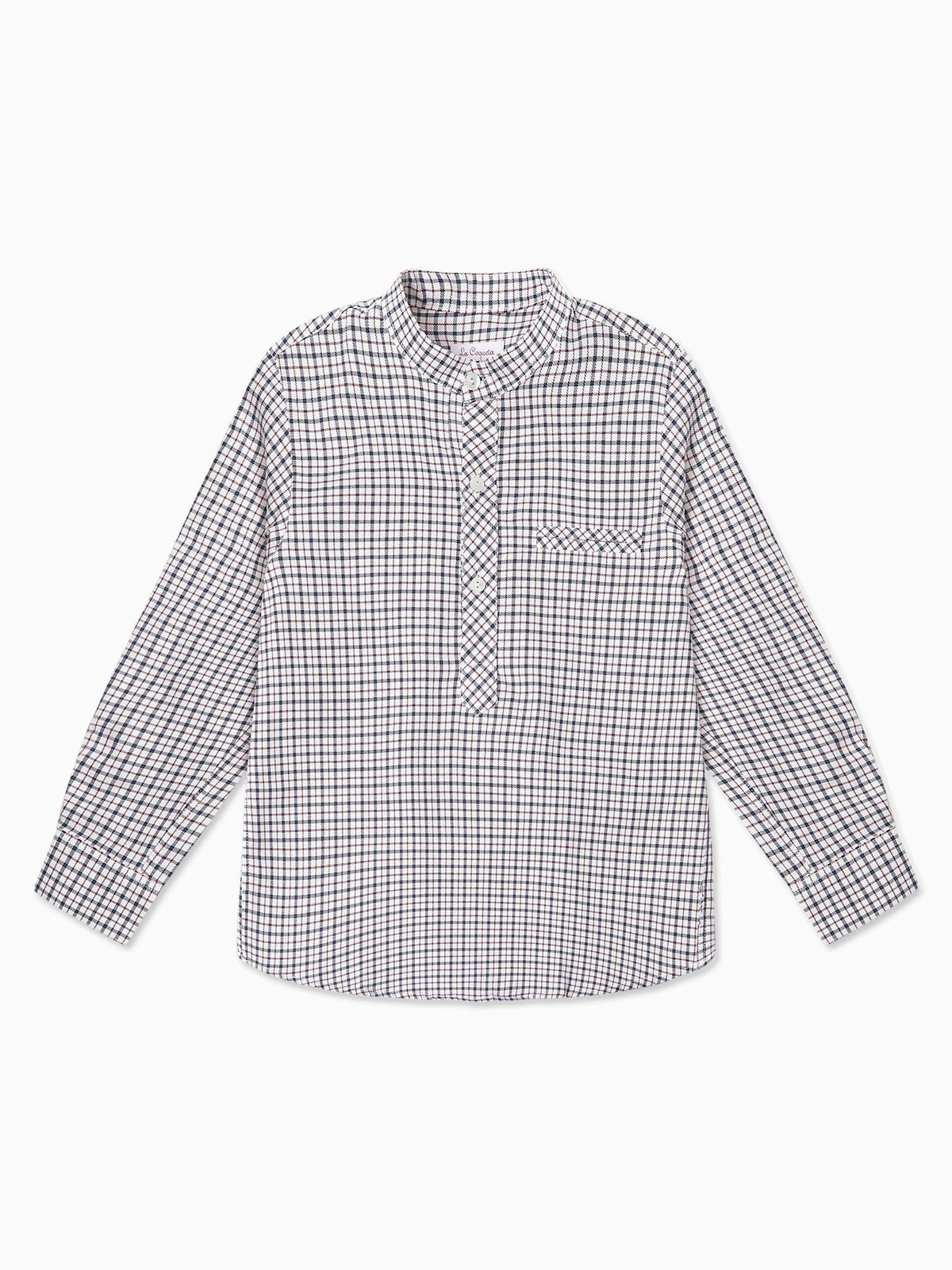 Burgundy Check Mateo Long Sleeve Boy Shirt