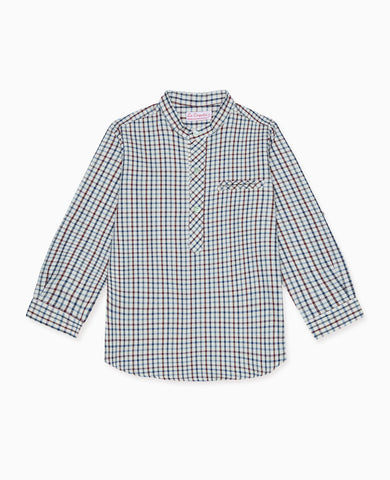 Burgundy Check Mateo Long Sleeve Boy Shirt