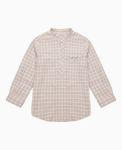Caramel Check Mateo Long Sleeve Boy Shirt