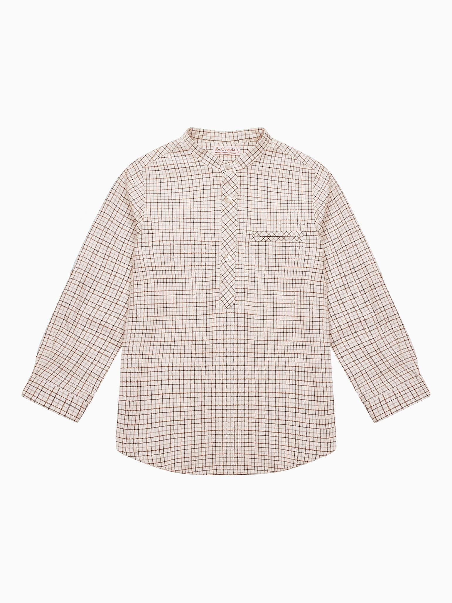 Caramel Check Mateo Long Sleeve Boy Shirt